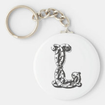 Monogrambrev L i svart Nyckel Ringar
