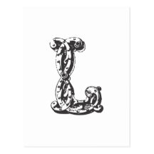 Monogrambrev L i svart Vykort