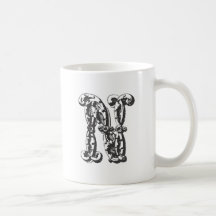 Monogrambrev N i svart Kaffe Muggar