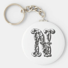 Monogrambrev N i svart Nyckel Ringar