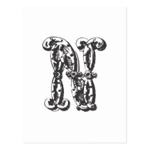 Monogrambrev N i svart Vykort