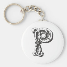 Monogrambrev P i svart Nyckelringar