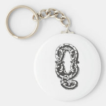 Monogrambrev Q i svart Nyckel Ring