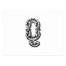 Monogrambrev Q i svart Vykort