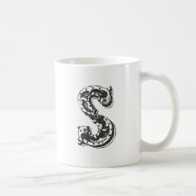 Monogrambrev S i svart Kaffe Mugg