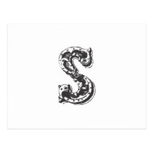 Monogrambrev S i svart Vykort