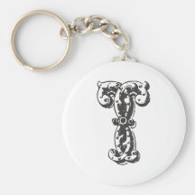 Monogrambrev T i svart Nyckelring
