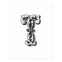 Monogrambrev T i svart Vykort