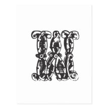 Monogrambrev W i svart Vykort