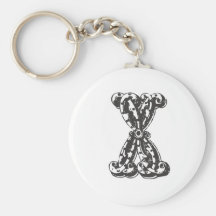 Monogrambrev X i svart Nyckel Ringar