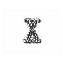 Monogrambrev X i svart Vykort