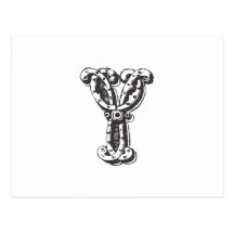 Monogrambrev Y i svart Vykort