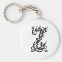 Monogrambrev Z i svart Nyckel Ringar