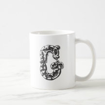 MonogrambrevG i svart Mugg