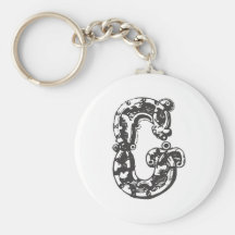 MonogrambrevG i svart Nyckelring