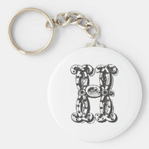 MonogrambrevH i svart Nyckel Ringar