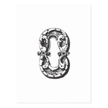 Monogrambrevnolla i svart vykort