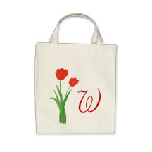 Monogrambrölloptote bags, röda tulpan