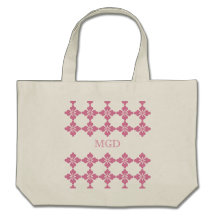 Monogramen för blommapopkonst i rosor går grönt tote bags