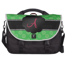 Monogramgröntblommor Messenger Bag För Laptop