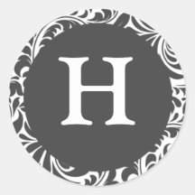 MonogramH-grått kritiserar grå färg märkes- gifta  Runda Klistermärken