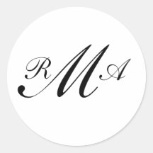 MonograminbjudanSeal_Three brev Rund Klistermärke