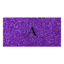 Monogramlilaglitter Skräddarsydda Fotokort