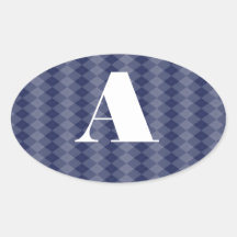 Monogrammed Argyle Ovalformat Klistermärke