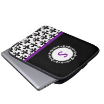 Monogrammed Fleur de Lis laptop sleeve - 13 flytta Laptop Datorskydd