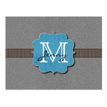 Monogrammed grå färg vykort
