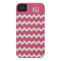 Monogrammed iPhone 4/4s för rosa- & gråttsparre Case-Mate iPhone 4 Skydd