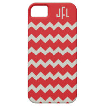 Monogrammed iPhone 5 för röd & grå sparre iPhone 5 Case-Mate Skydd