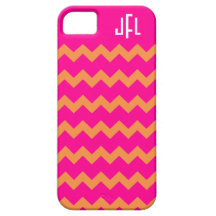 Monogrammed iPhone 5 för rosa & orange sparre iPhone 5 Skal