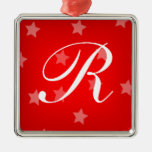 Monogrammed julgranprydnad för röda stjärnor julgransdekoration