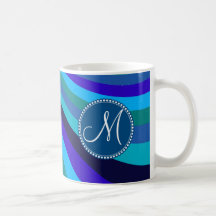 Monogrammed kalla randar för glidbana för blåttgrå kaffe kopp