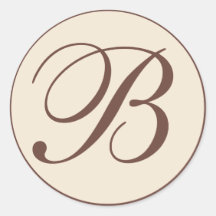 Monogrammed kuvertsälar för brunt och för kräm klistermärken