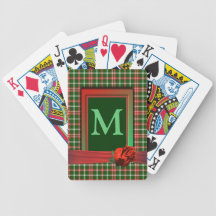 Monogrammed leka kort för rosa pläd spel kort