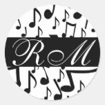 Monogrammed musik noterklistermärke
