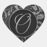 Monogramnolla-silver och damastast bröllop för sva klistermärken