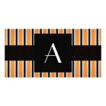 Monogramorange- och svartrandar skräddarsydda fotokort