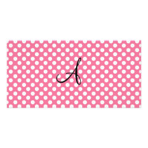 Monogramrosapolka dots foto kort