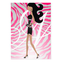 Monogramshock rosa för Fashionista 311-Sassy Visitkort Mallar