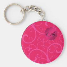 Monogramshock rosa virvlar runt nyckelringar