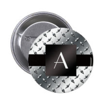 Monogramsilverdiamanten stålsätter pläterar mönste knapp med nål