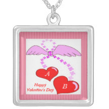 Monogramsvalentin hjärtor skräddarsydda halsband