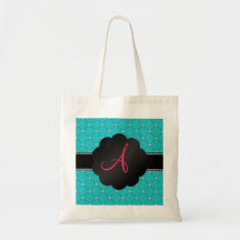 Monogramturkosdiamanter Tote Bags