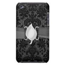 mönster för grått för fauxsnöresvart damastast iPod Case-Mate cases