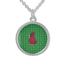 Mönster för julgranar för glitterkardinalgrönt sterling silver halsband