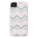 Mönster för rosa- och gråttsicksacksparre iPhone 4 case