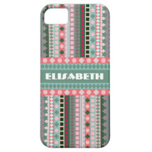 Mönster för sicksack för rosa- och gröntgodis Azte iPhone 5 Case-Mate Skydd
